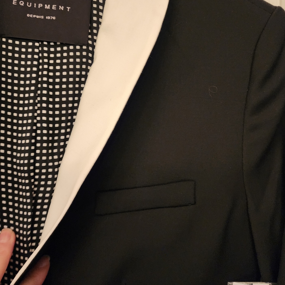 EQUIPMENT Quincy Blazer In True Black with White Lapel (Various Sizes) - Picture 9 of 16